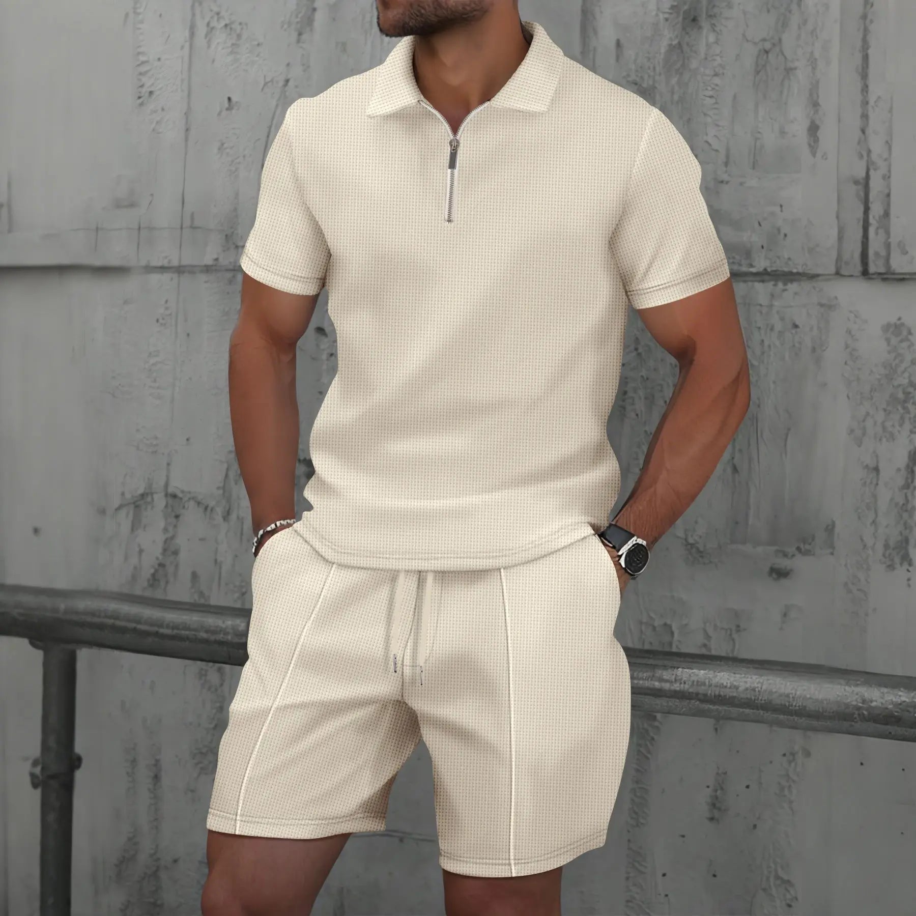 Men's Breathable Lightweight Short Sleeve Suit Set - VogeLuxe