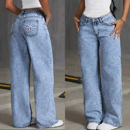 Flattering High Waist Embroidered Mom Jeans - VogeLuxe
