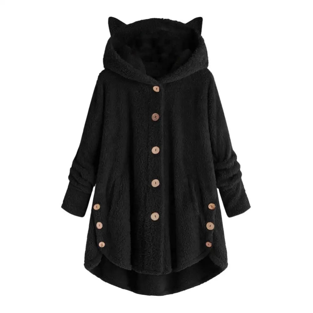 Warm Fuzzy Hoodie with Cat Ears for Women