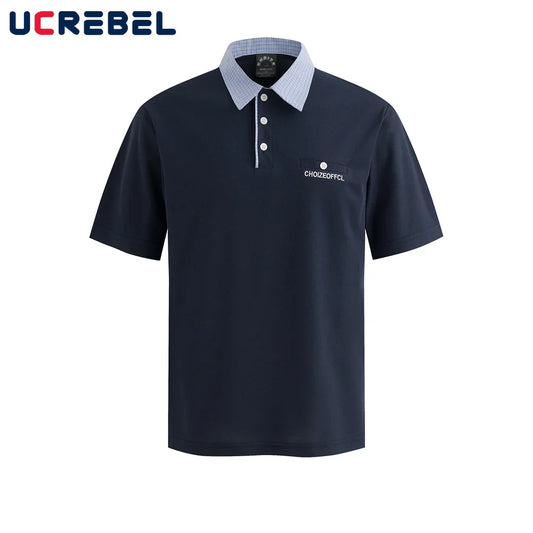 Classic Vintage Embroidered Men's Short Sleeve Polo Shirt - VogeLuxe
