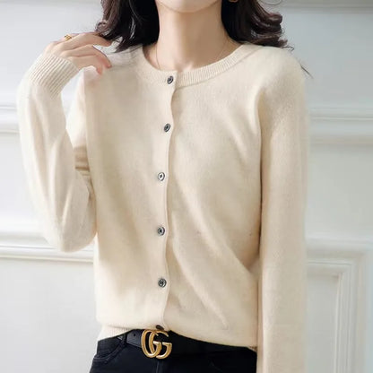Classic Ladies Crew Neck Sweater Cardigan