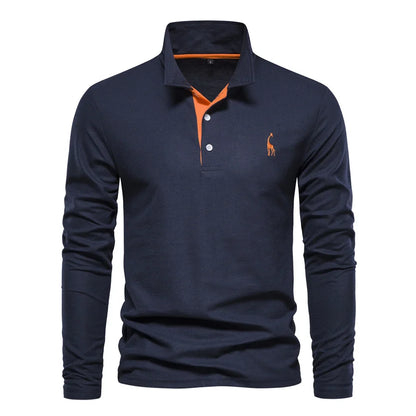 Classic Embroidered Long Sleeve Polo Shirt