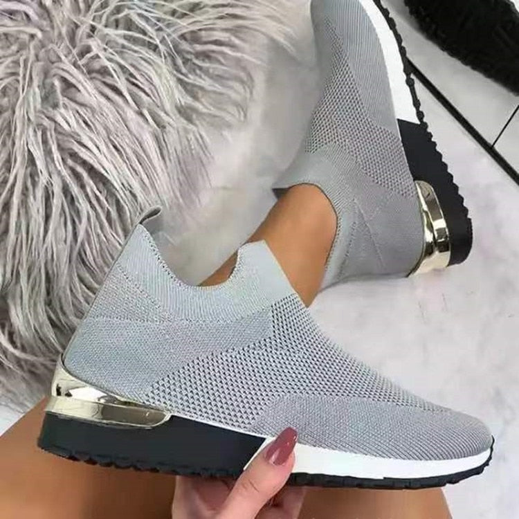 Women's Breathable Casual Sneakers with Metallic Accents