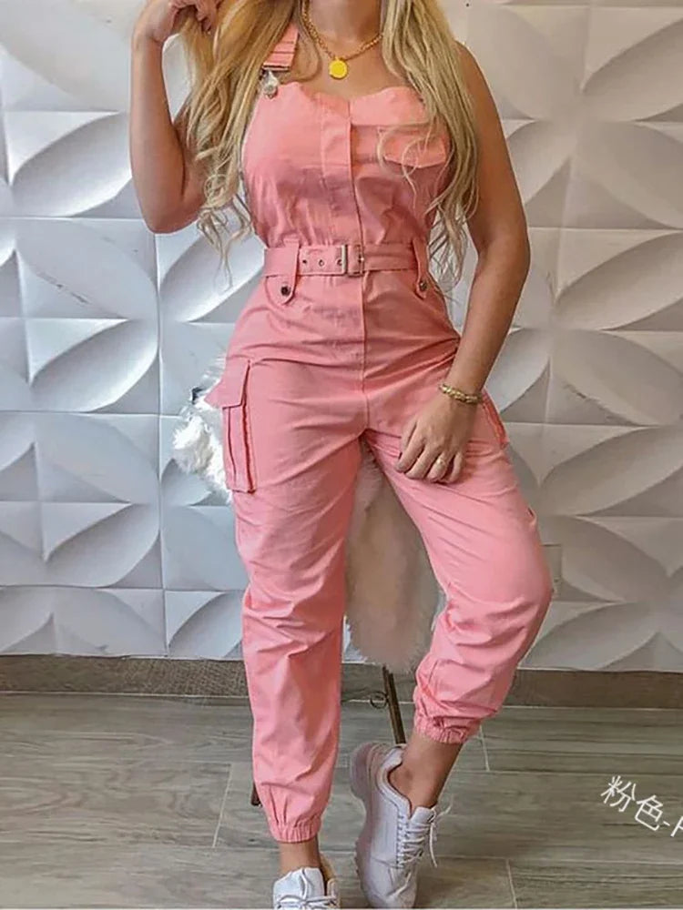 Summer Utility Romper with Adjustable Waist