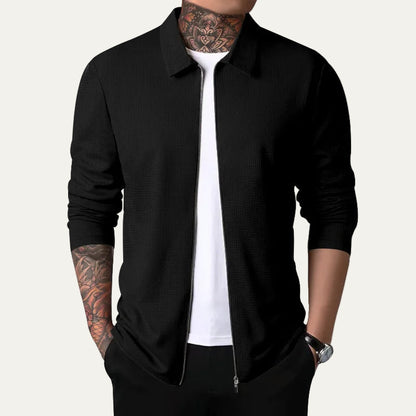 VogeLuxe | Men’s Textured Zip Up Collared Jacket