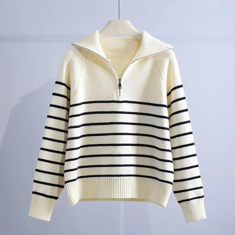 Colorful Cable Knit Pullover Sweater