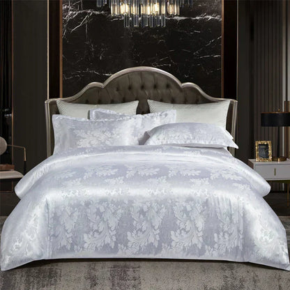 Luxurious Gold Blue Satin Duvet Cover Set