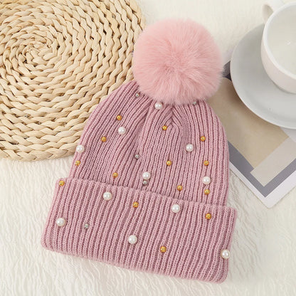 Sparkly Stone Pom Pom Winter Hat