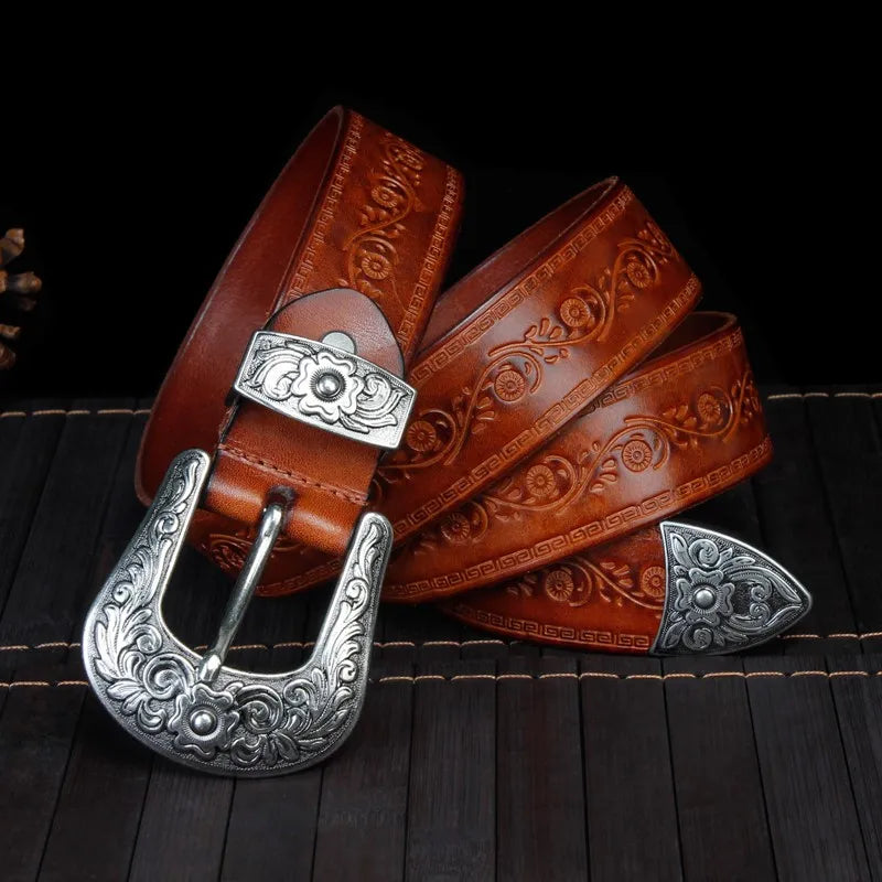 Stylish Leather Cowboy Belt - VogeLuxe