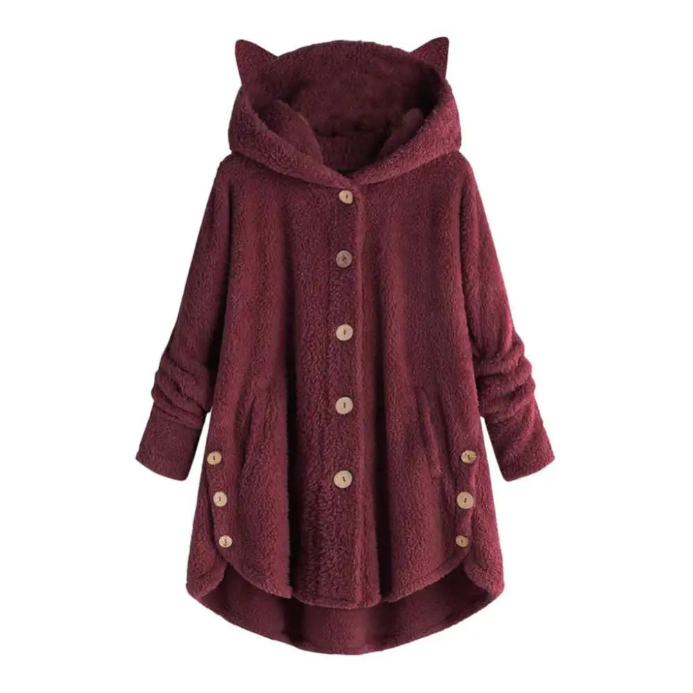 Warm Fuzzy Hoodie with Cat Ears for Women