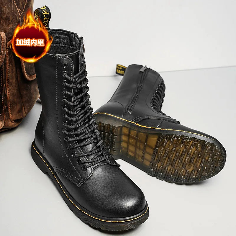Warm Insulated High Leather Snow Boots UK