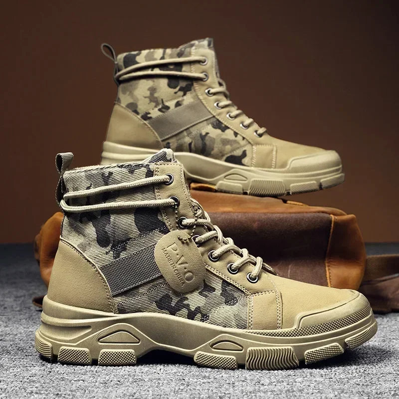 Tall Camo Military Style High Top Boots