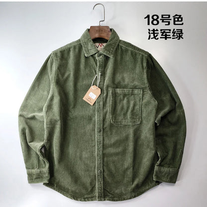 Classic Casual Corduroy Button Down Shirt for Men
