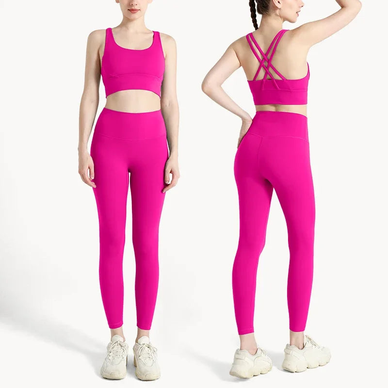 Women's Breathable Yoga Set 2 Piece Sports Leggings Top
