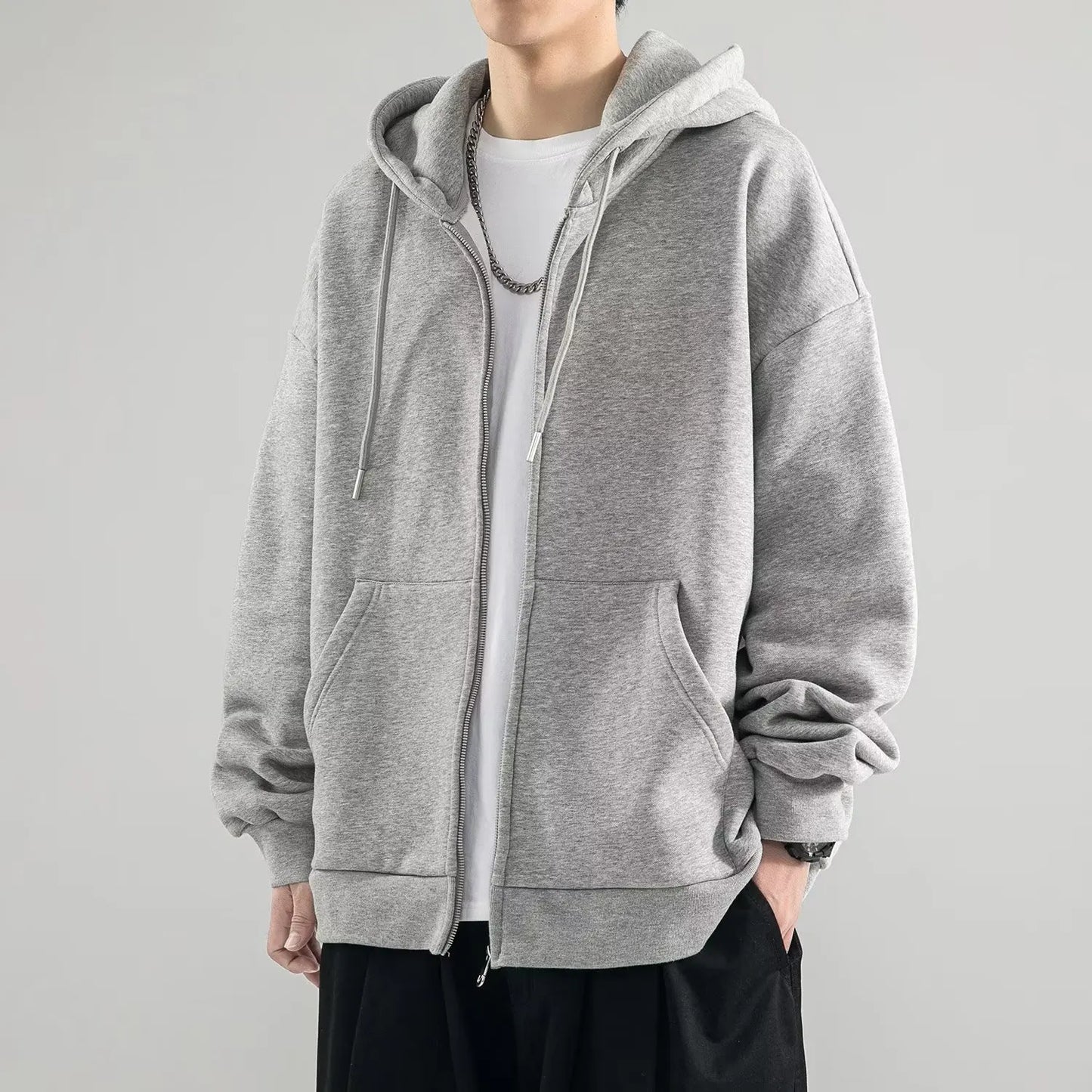 Casual Oversized Zip Hoodie Sweater
