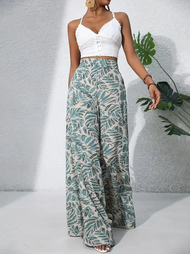 Casual Pastel Wide Leg Capri Pants