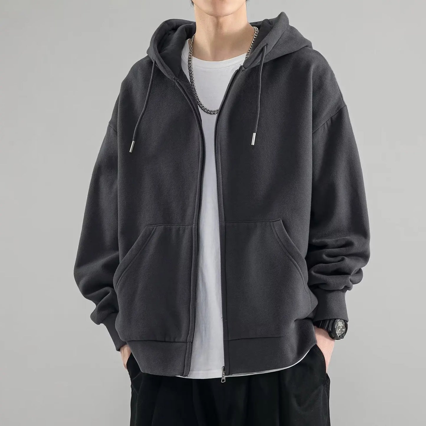 Casual Oversized Zip Hoodie Sweater