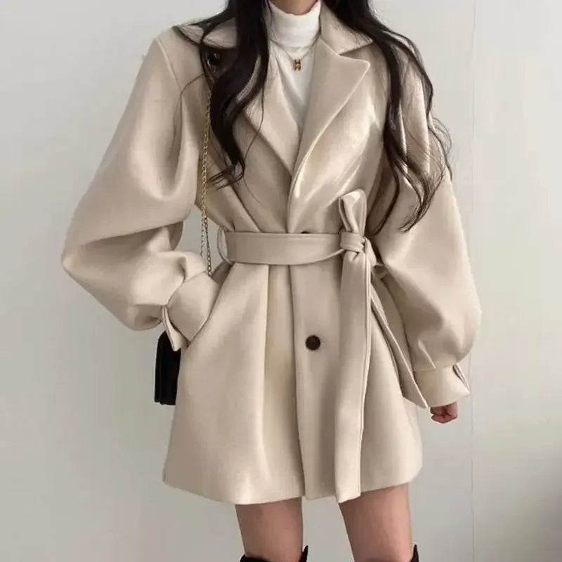 Chic Belted Short Trench Coat