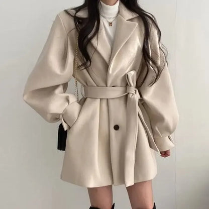 Chic Belted Short Trench Coat
