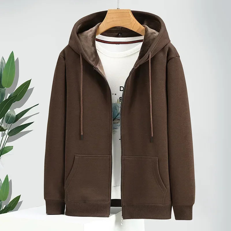 Large Size Men's Zip Up Hooded Sweatshirt