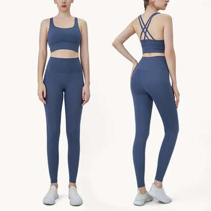Women's Breathable Yoga Set 2 Piece Sports Leggings Top