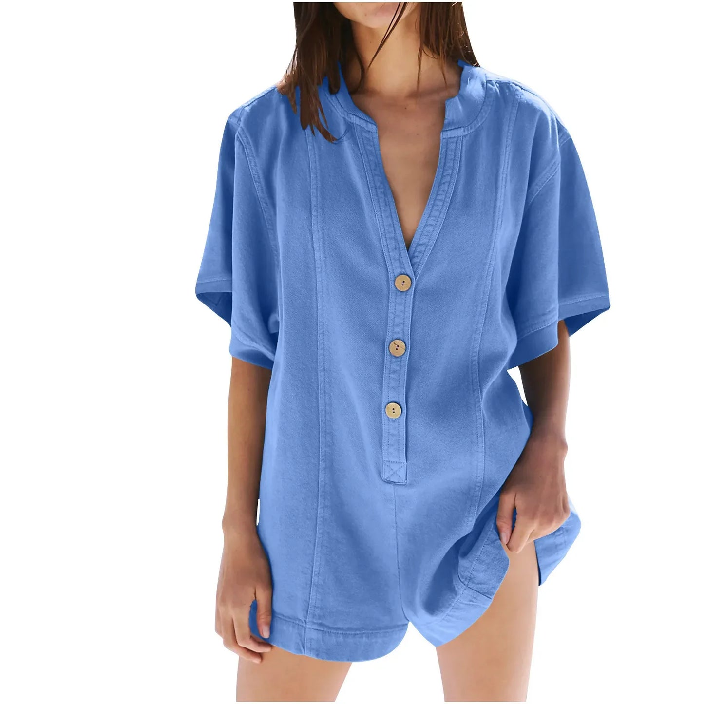 Curvy Women's Short Sleeve Jumpsuit