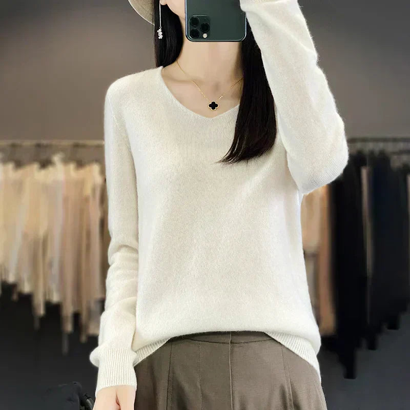 Cozy Australian Merino Wool V-Neck Sweater