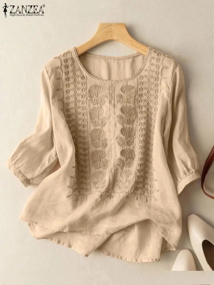 Classic Floral Crochet Top - Beautiful Embroidered Blouse - VogeLuxe