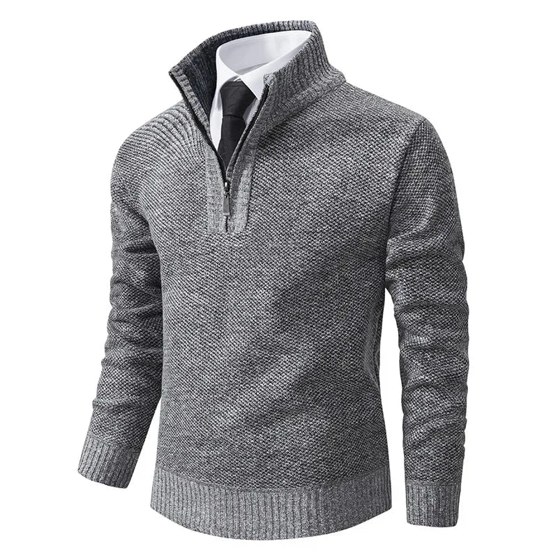 Warm Fleece Lined Mid Zip Pullover - VogeLuxe