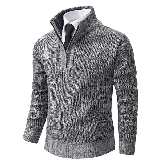 Warm Fleece Lined Mid Zip Pullover - VogeLuxe