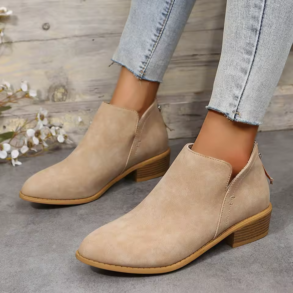Ladies High Heel Ankle Boots Pointed Toe