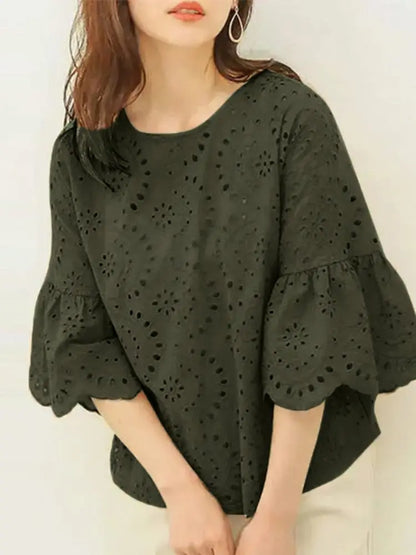 Delicate Floral Cut-Out Women's Top