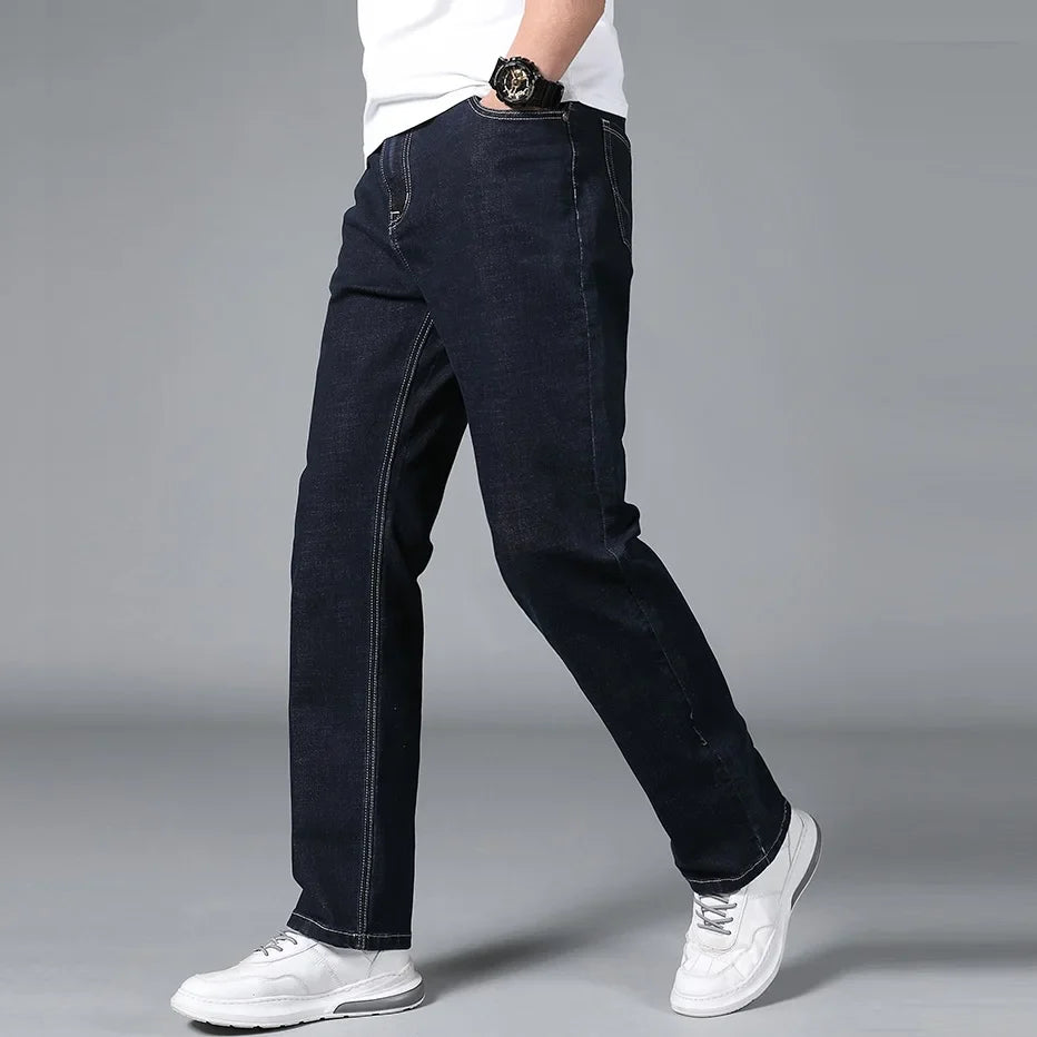 Slim Fit Men's Black Straight Leg Stretch Jeans