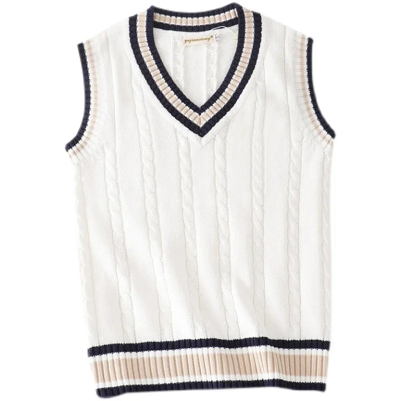 Chunky Patterned V-Neck Sweater Vest