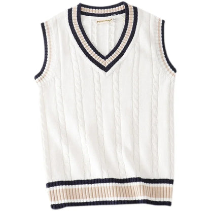 Chunky Patterned V-Neck Sweater Vest