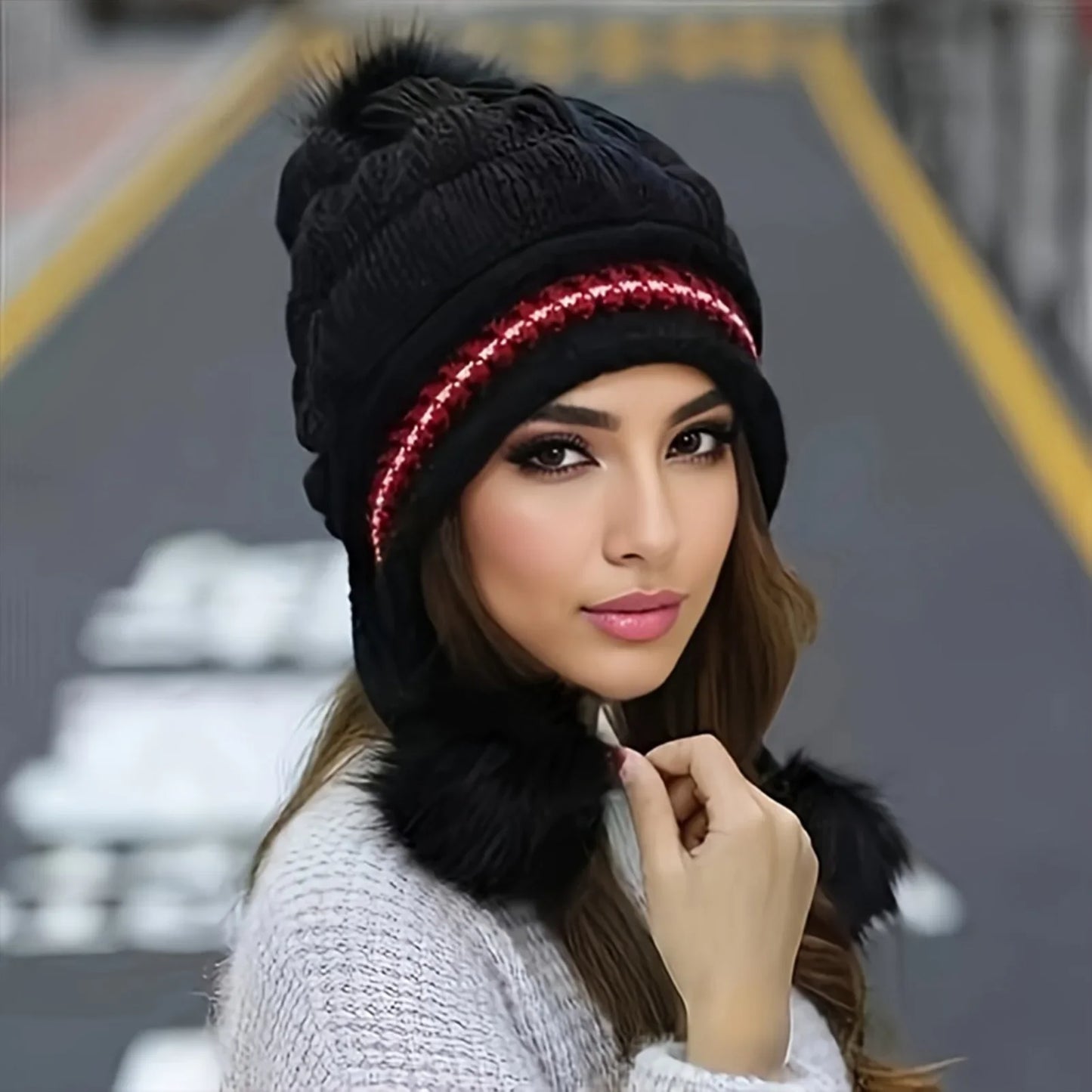 Warm Fleece Lined Winter Beanie Hat