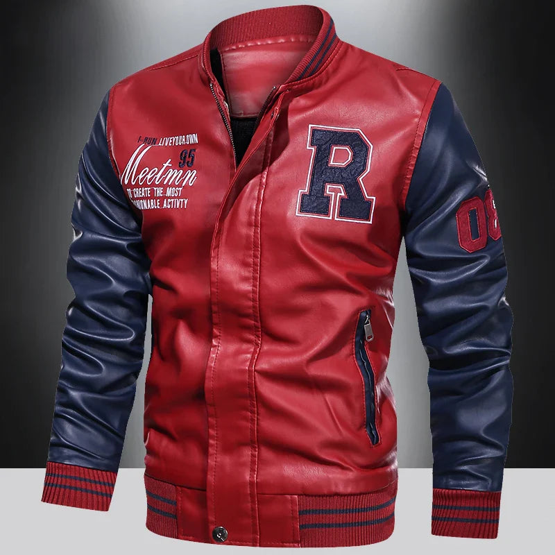 Men's Biker Style Leather Look Jacket