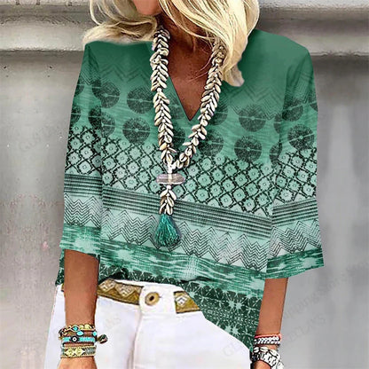 Relaxed Fit Floral V-Neck T-Shirt – Casual Summer Top