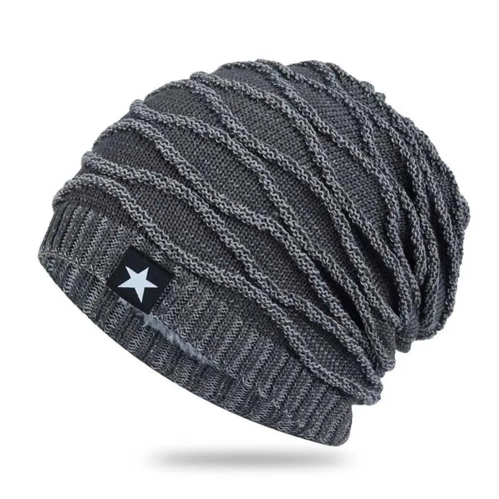 Warm Fleece Lined Slouch Beanie for Men Women