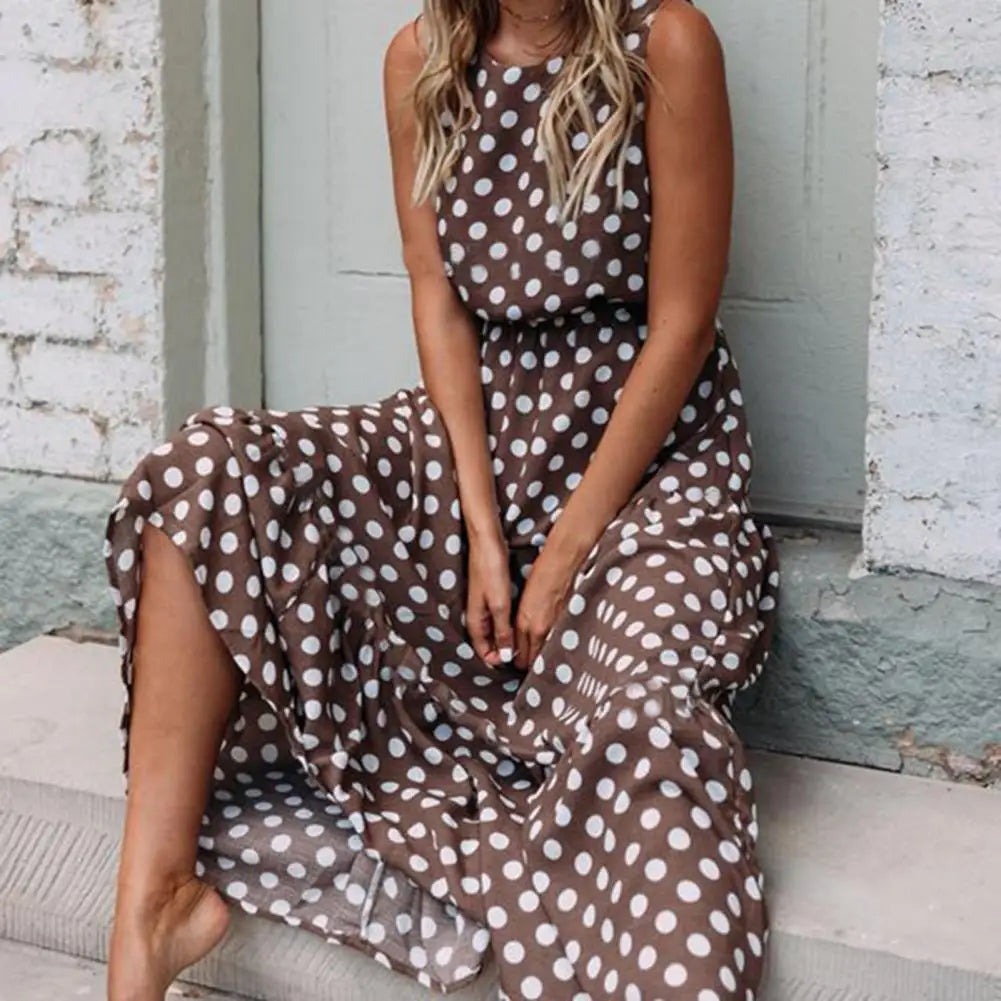 Casual Loose Fit Polka Dot Sundress for Women