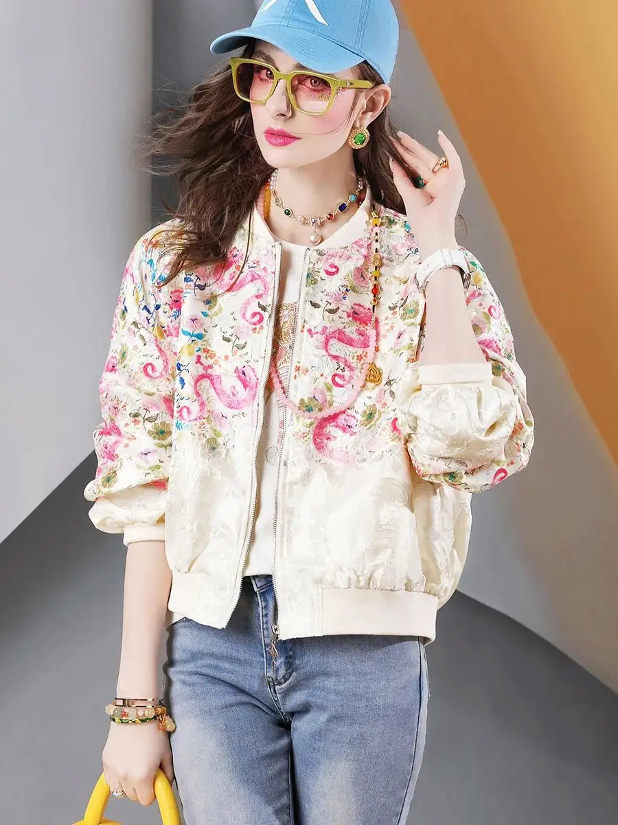 Floral Oriental Embroidered Spring Coat - BritishElegance