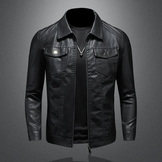 Classic Biker PU Leather Men's Jacket - VogeLuxe