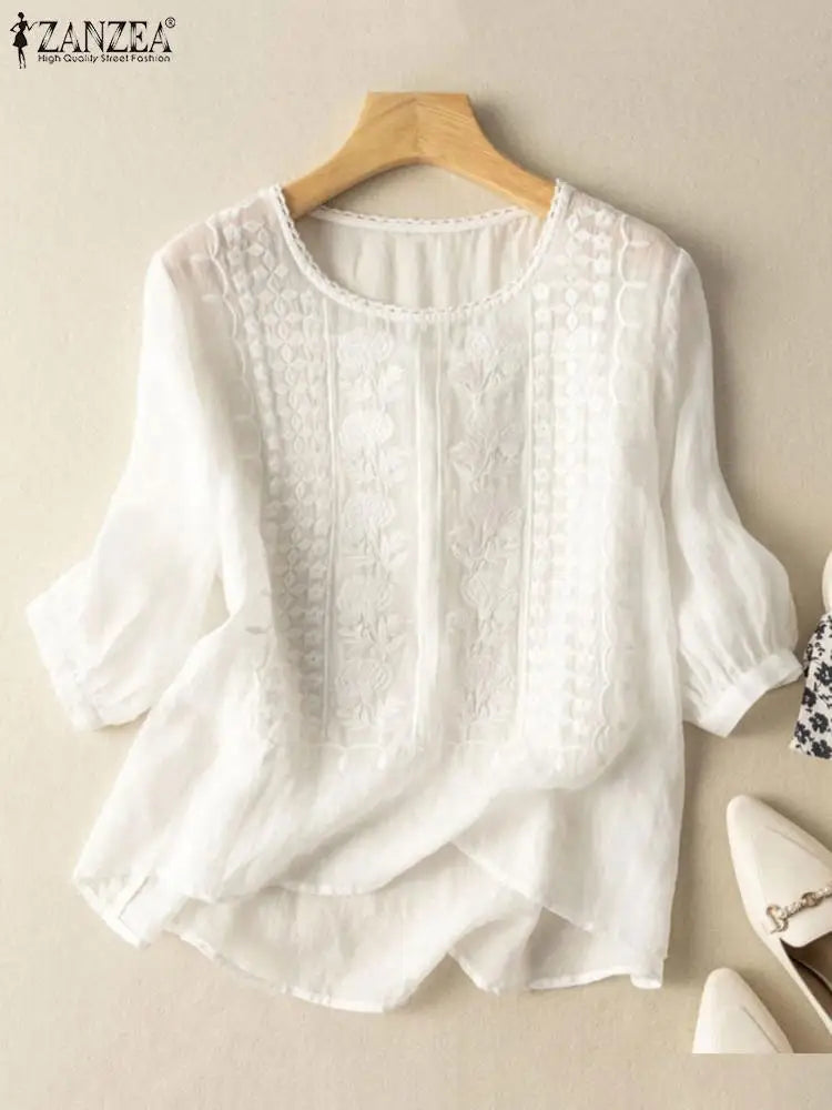 Classic Floral Crochet Top - Beautiful Embroidered Blouse