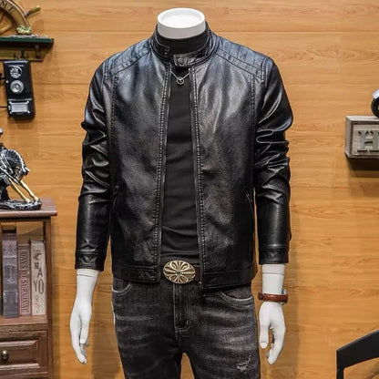 Slim Fit Men's PU Leather Biker Jacket