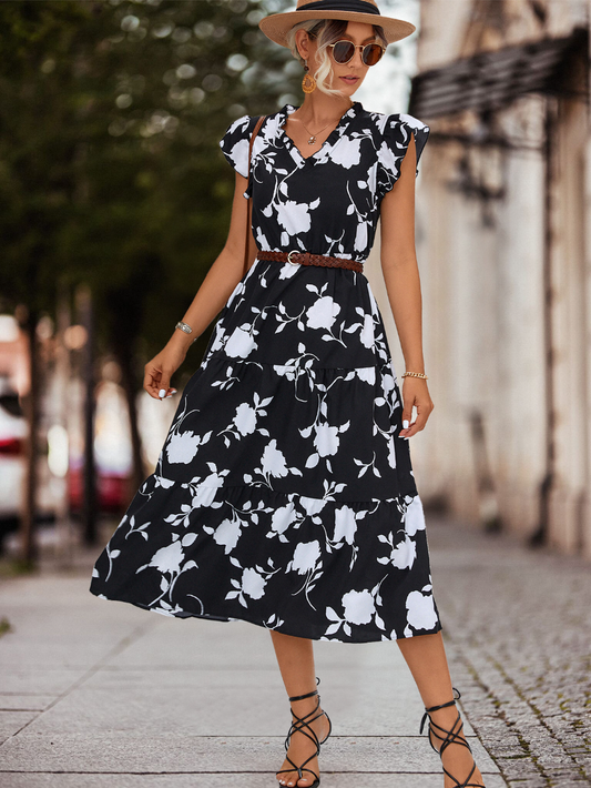 Casual Summer Floral Midi Dress - VogeLuxe
