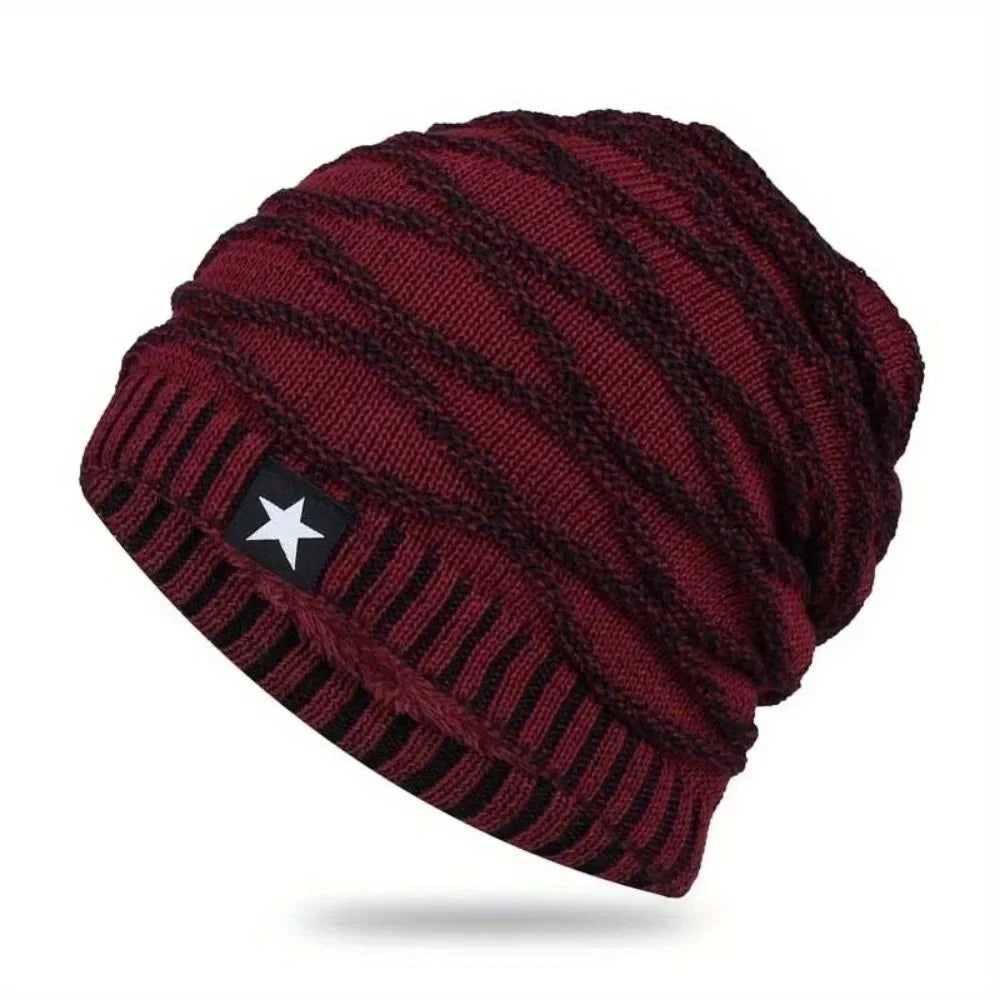 Warm Fleece Lined Slouch Beanie for Men Women