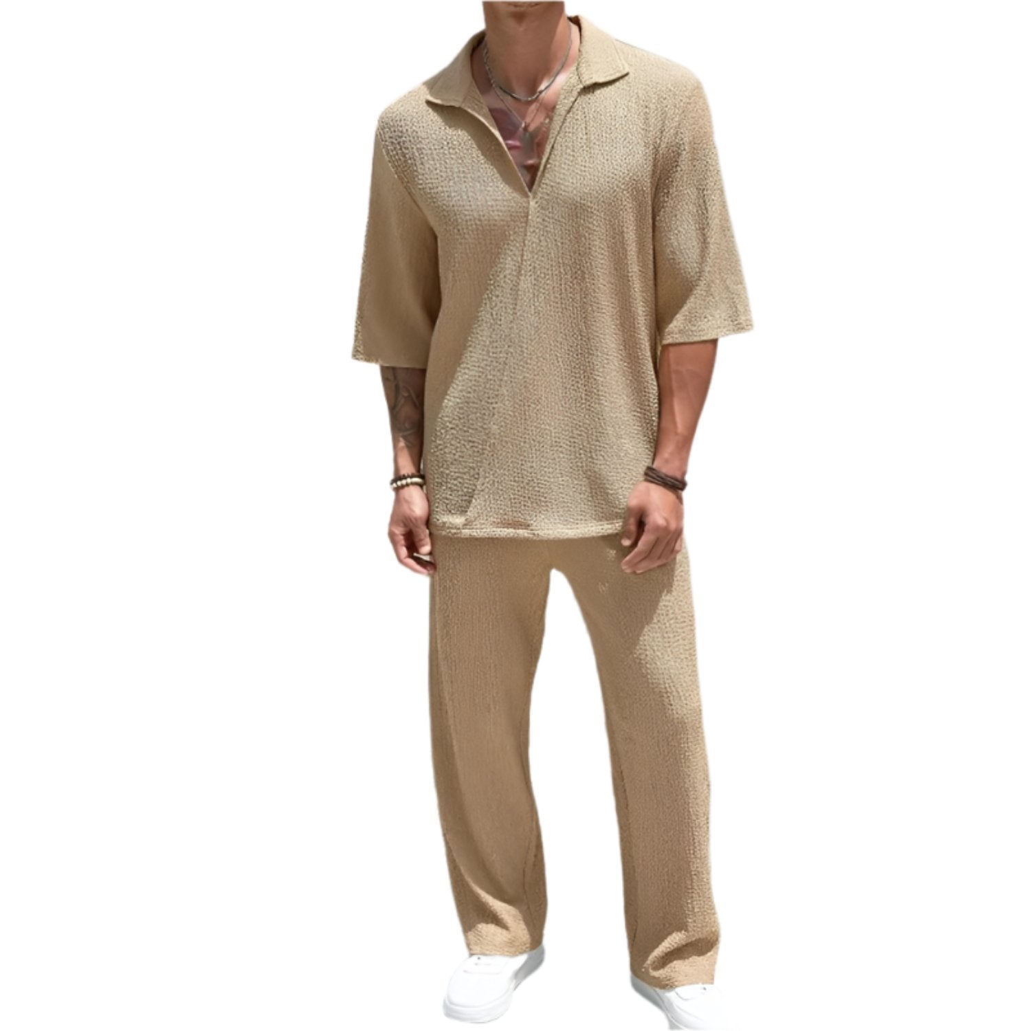 Stylish Casual Short Sleeve Outfit - VogeLuxe