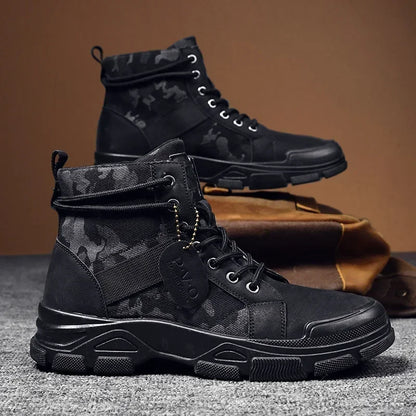 Tall Camo Military Style High Top Boots