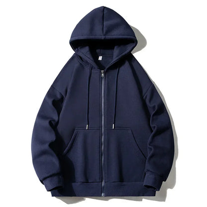 Large Size Men's Zip Up Hooded Sweatshirt