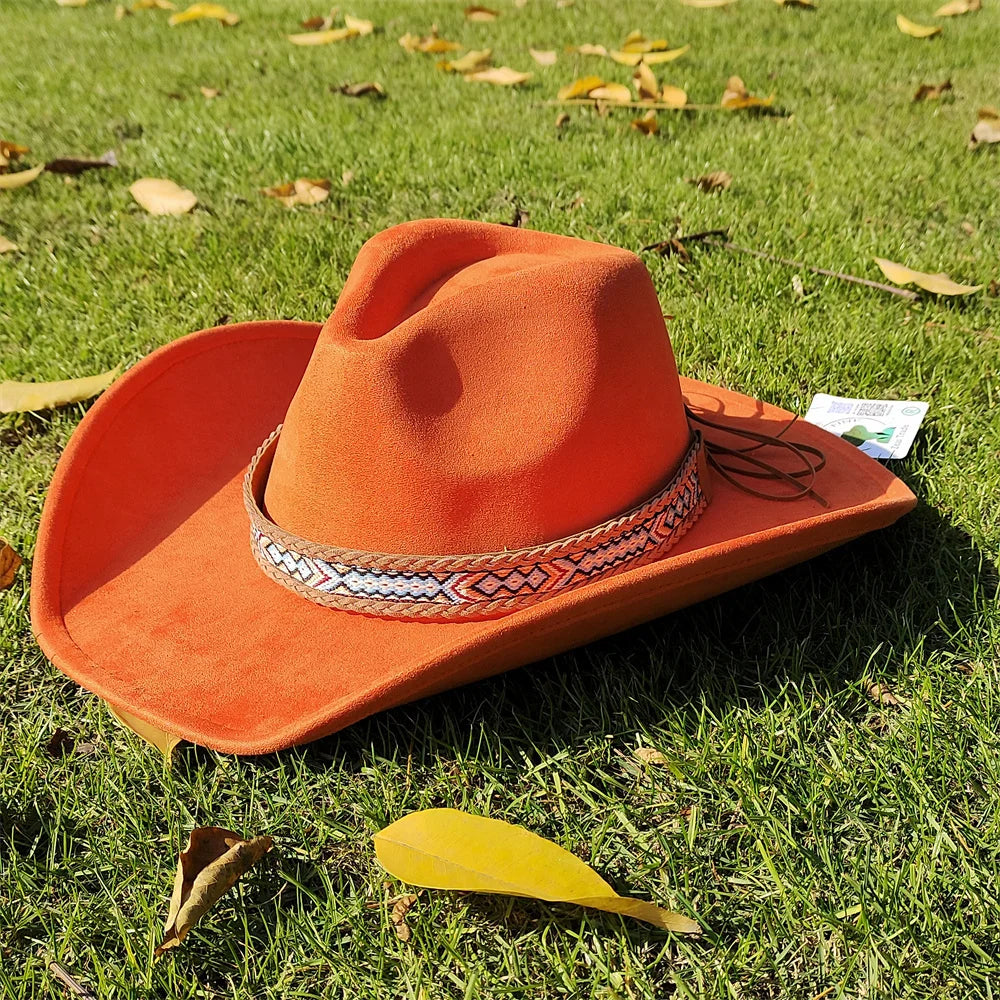 Soft Wide Brim Cowboy Hat Adjustable Size